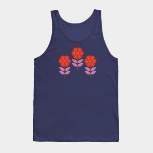 Mod red Scandinavian flowers Tank Top